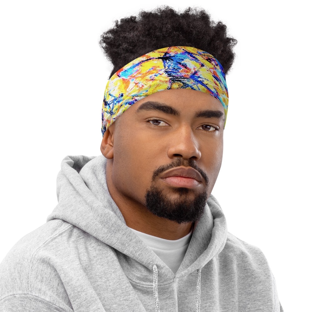 Blue and Yellow Geometric Pattern Hat “Tonth Dimension”